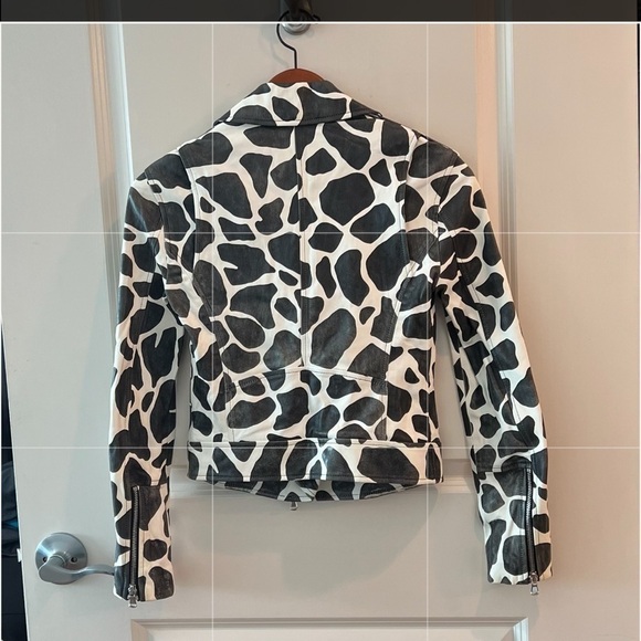 L’AGENCE BIKER MOTO JACKET 100% LEATHER IVORY / BLACK ANTIBES NWT - Picture 8 of 16